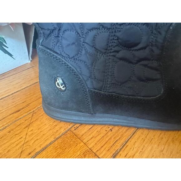 COACH Women's Black seude quilted C rabbit fur Talen Winter Boots 7M (bo1400 - Picture 9 of 9